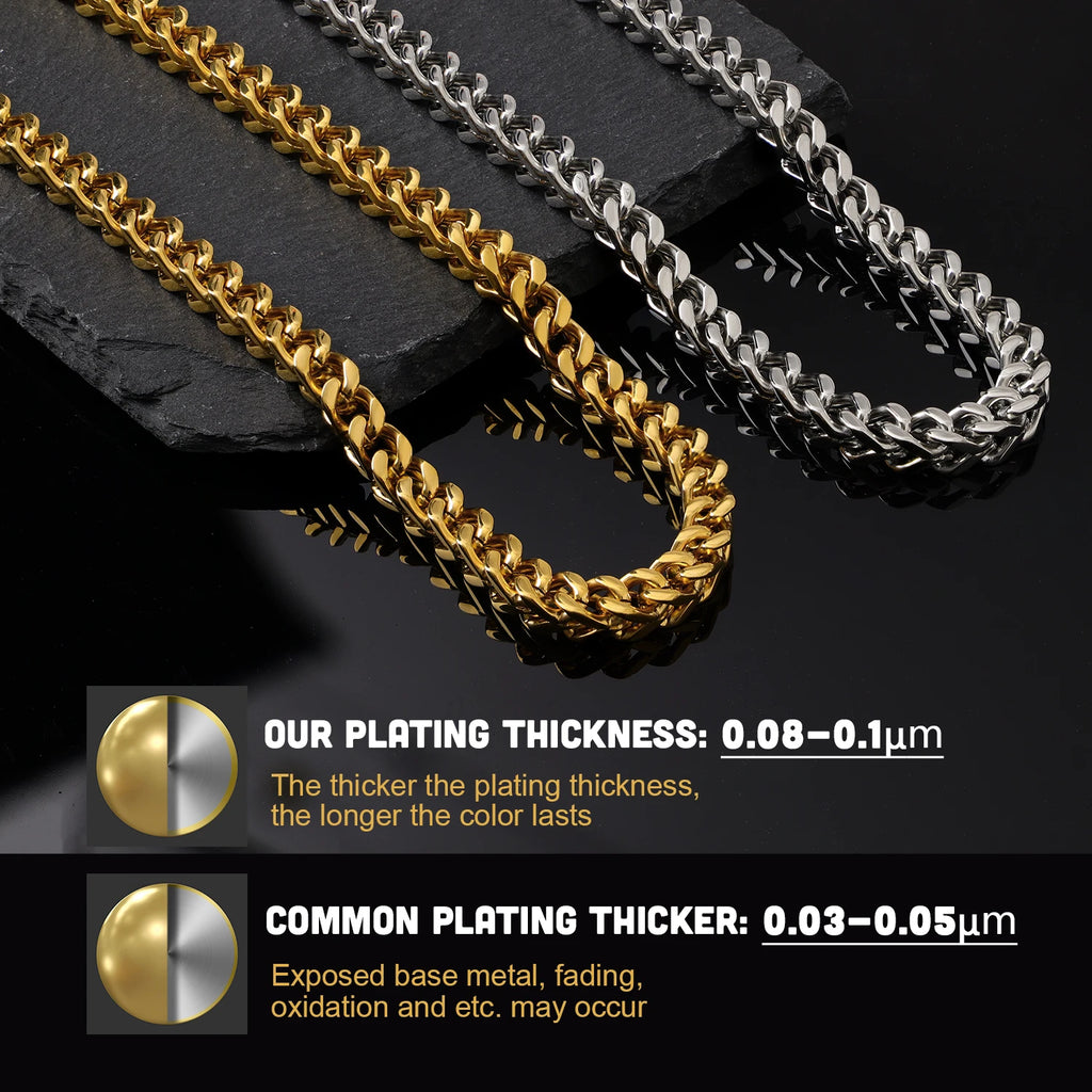 Men's Hip Hop Gold Silver Twisted Rope Chain Necklace