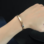 Men's Multi-Tone Ceramic Stainless Steel Bar Bracelet