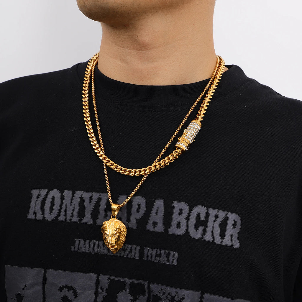 Men's Hip Hop Gold Silver Twisted Rope Chain Necklace