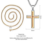 Men's Two-Tone Stainless Steel Cross Pendant Necklace