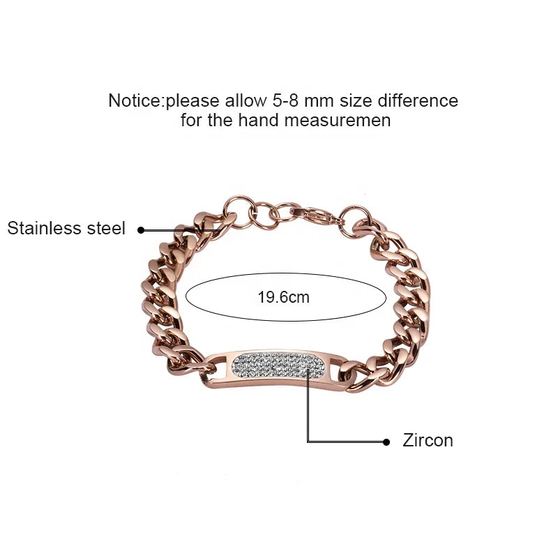 Cuban Link ID Bracelet with Zircon Inset