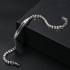 Men's Stainless Steel Box Chain Bar Bracelet
