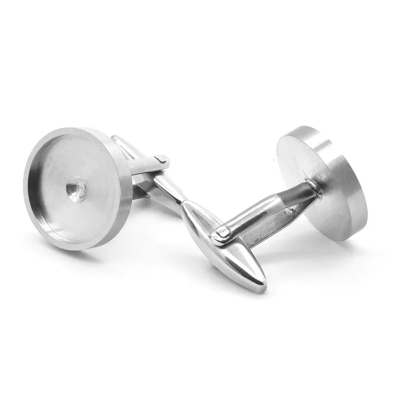 Silver-Tone Classic Round Cufflinks