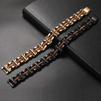 Men's Stainless Steel and Wood Link Bracelet