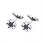 Men's Vintage Screw Detail Round Black Cufflinks