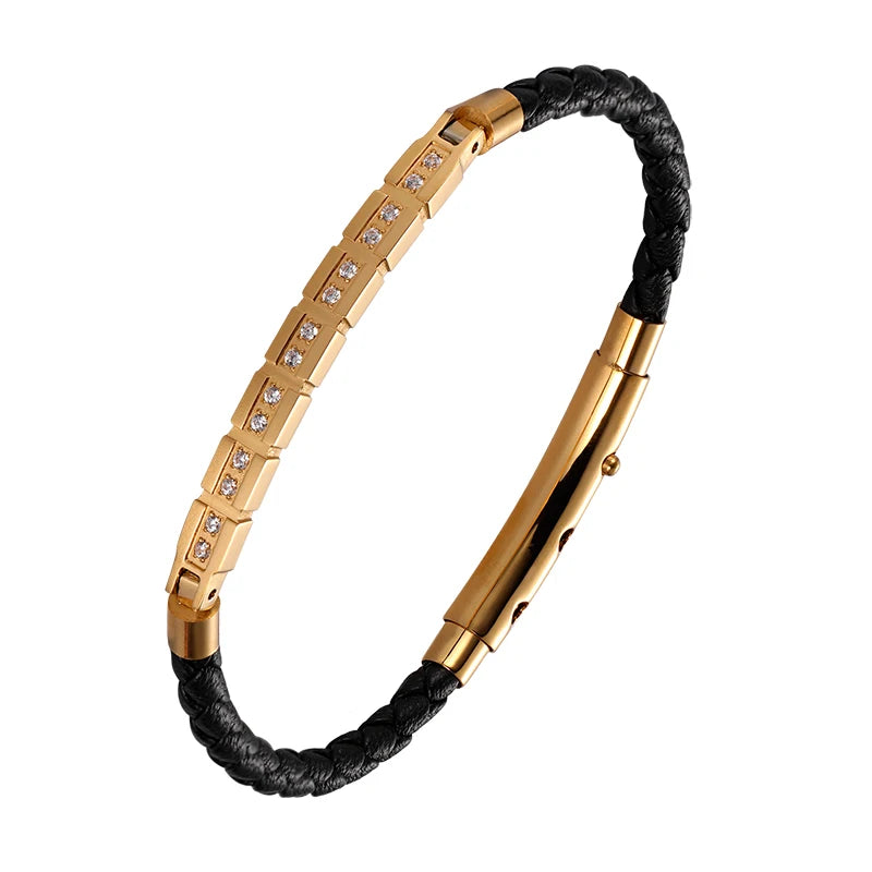 Gold Bold Leather Bracelet