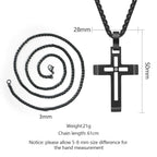 Black Plated Stainless Steel Cut-Out Cross Necklace