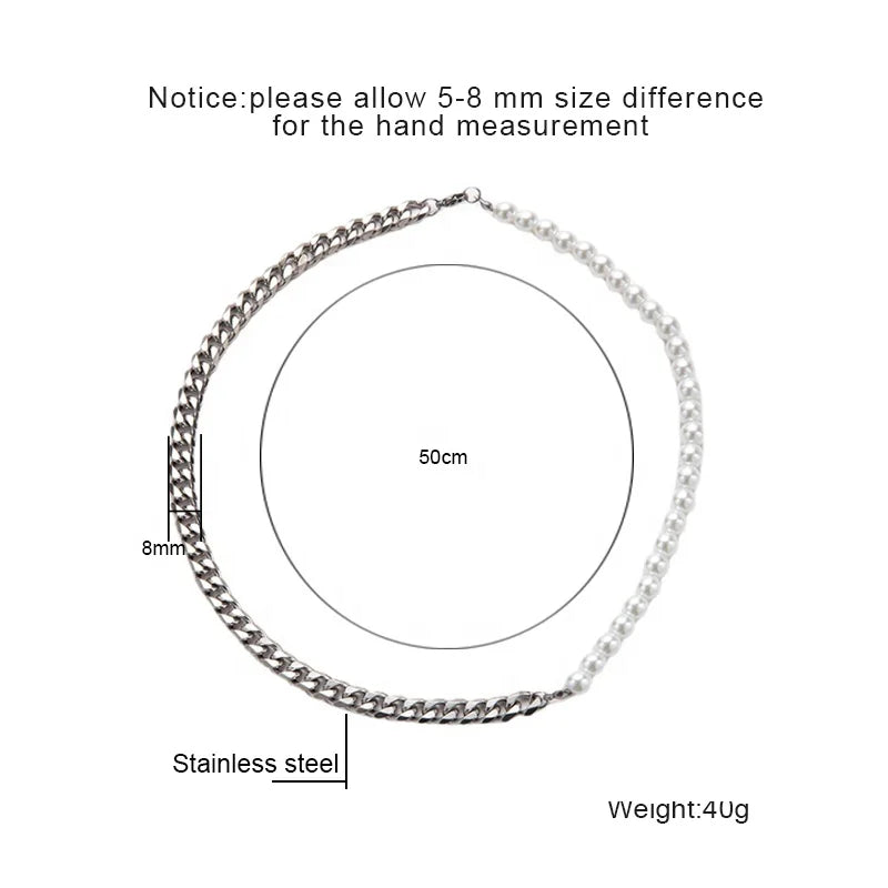 Silver-Tone Cuban Pearl Necklace