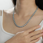 Heart Cubic Zirconia Two-Tone Tennis Chain Necklace
