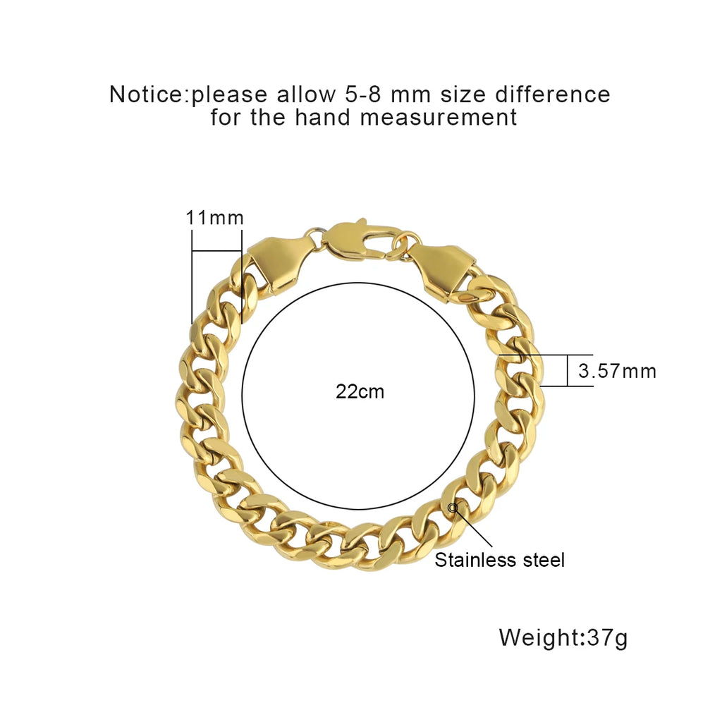 Gold Cuban Link Chain Bracelet for Men