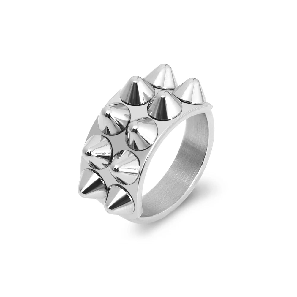 Spiked Stainless Steel Gold Silver Statement Ring