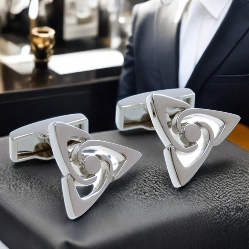 Triangular Knot Design Silver Finished Cufflinks