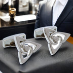 Triangular Knot Design Silver Finished Cufflinks