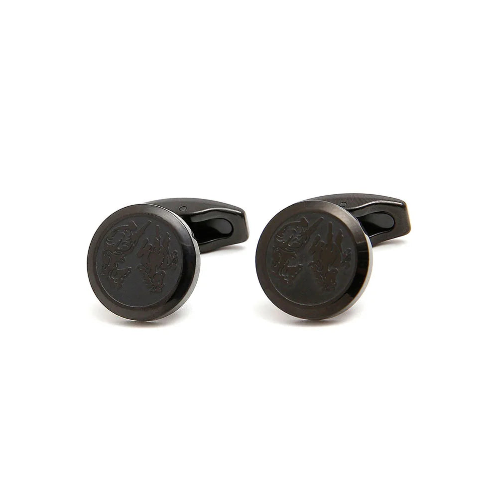 Engraved Steel Equestrian Cufflinks for Men