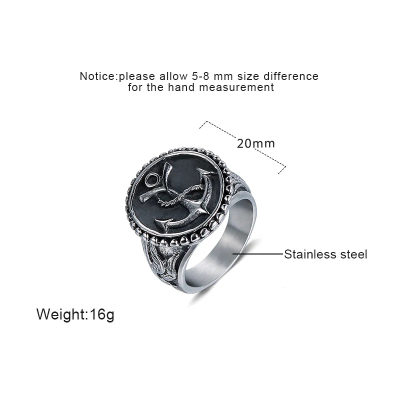 Silver-Tone Anchor Command Ring