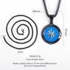 Men's Compass Pendant Necklace with Box Chain