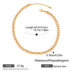 Chunky Gold Stainless Steel Round Link Chain Necklace