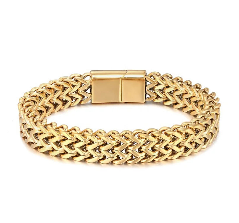 Men's Stainless Steel Double Row Cuban Link Bracelet