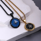 Men's Compass Pendant Necklace with Box Chain