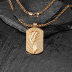 Gold Winged Dog Tag Stainless Steel Necklace