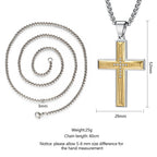 Men's Two-Tone Zircon Inlaid Cross Necklace