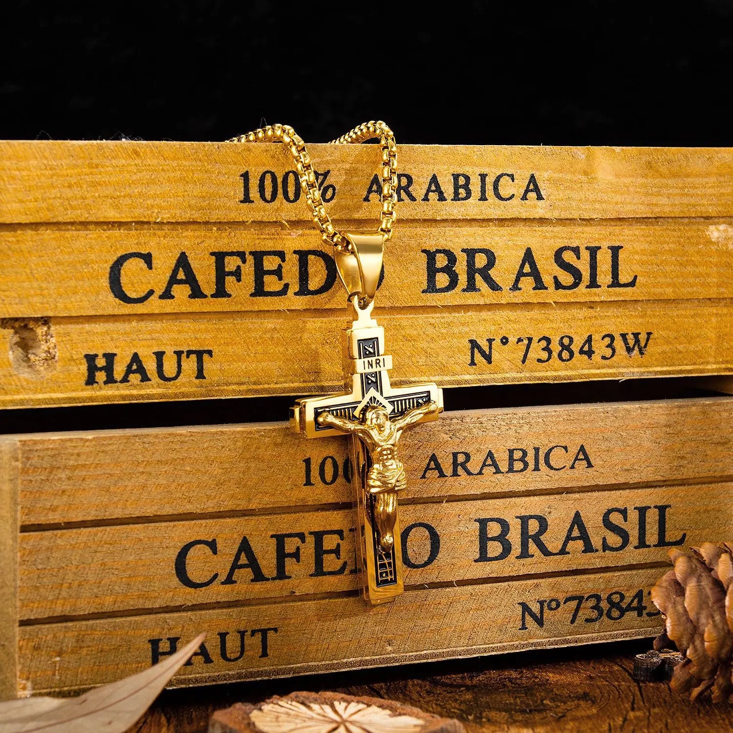 Silver-Tone Crucifix Cross Necklace