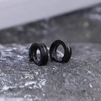Men's Black Steel Hoop Stud Earrings
