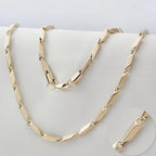 Polished Twisted Link Gold & Silver Chain Necklace