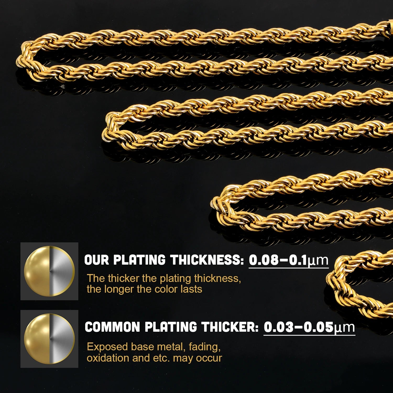 Gold Twisted Rope Chain with CZ Pave Clasp