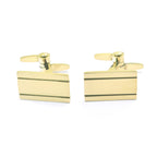 Gold Plated Striped Rectangular Cufflinks