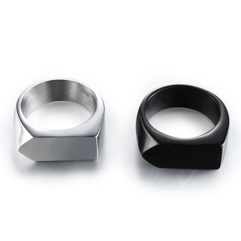 Geometric Hexagon Flat Top Stainless Steel Signet Ring