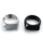Geometric Hexagon Flat Top Stainless Steel Signet Ring