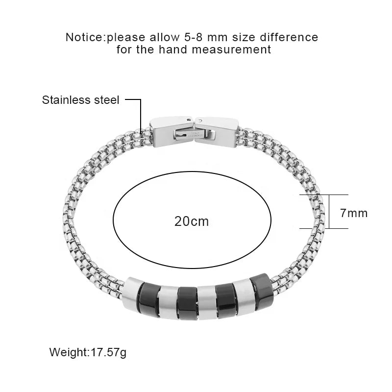 Men's Stainless Steel Double Box Link Chain Bracelet