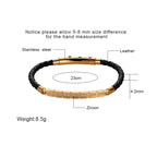 Men's Gold-Plated Braided Leather Cubic Zirconia Bracelet