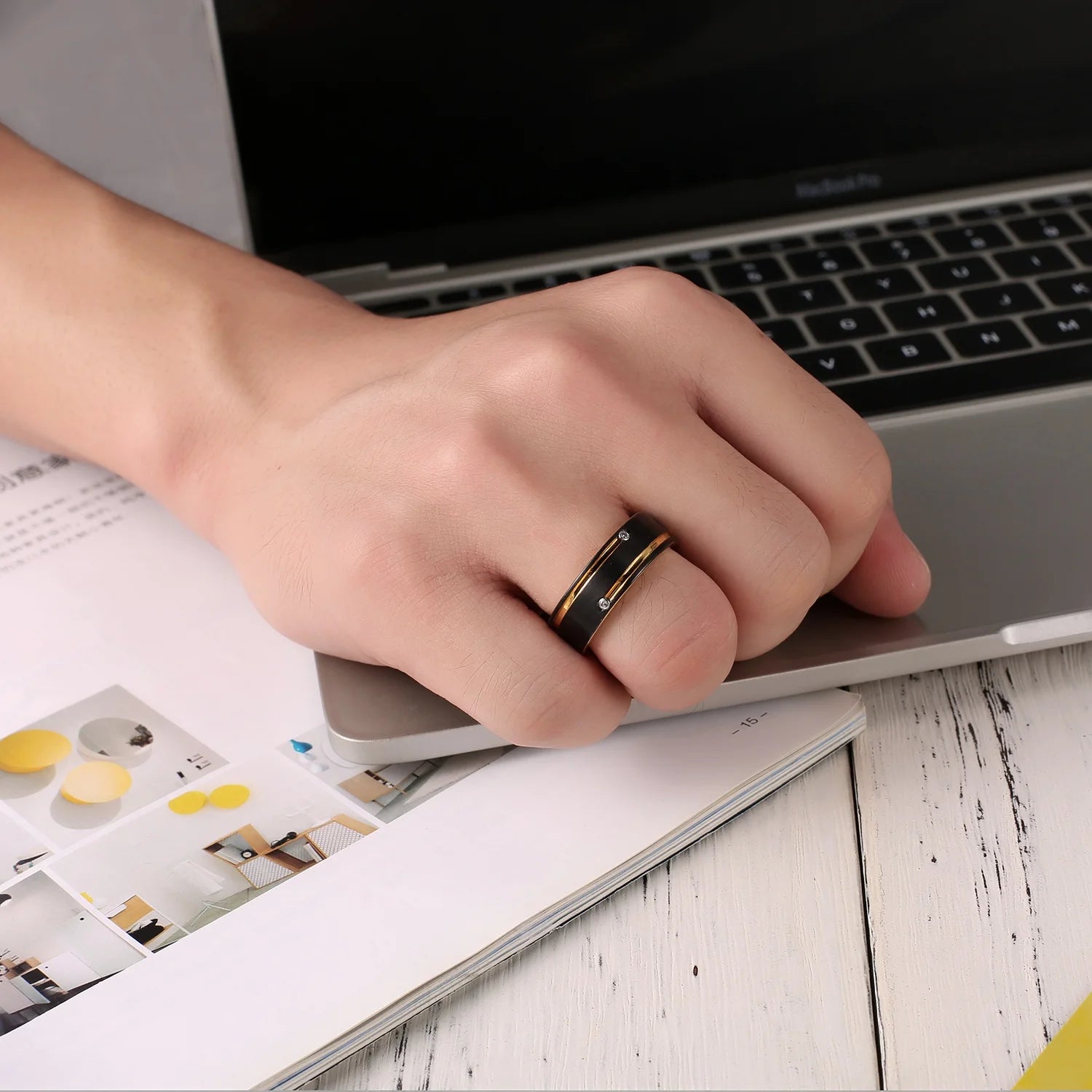 Gold Zirconia Accent Ring