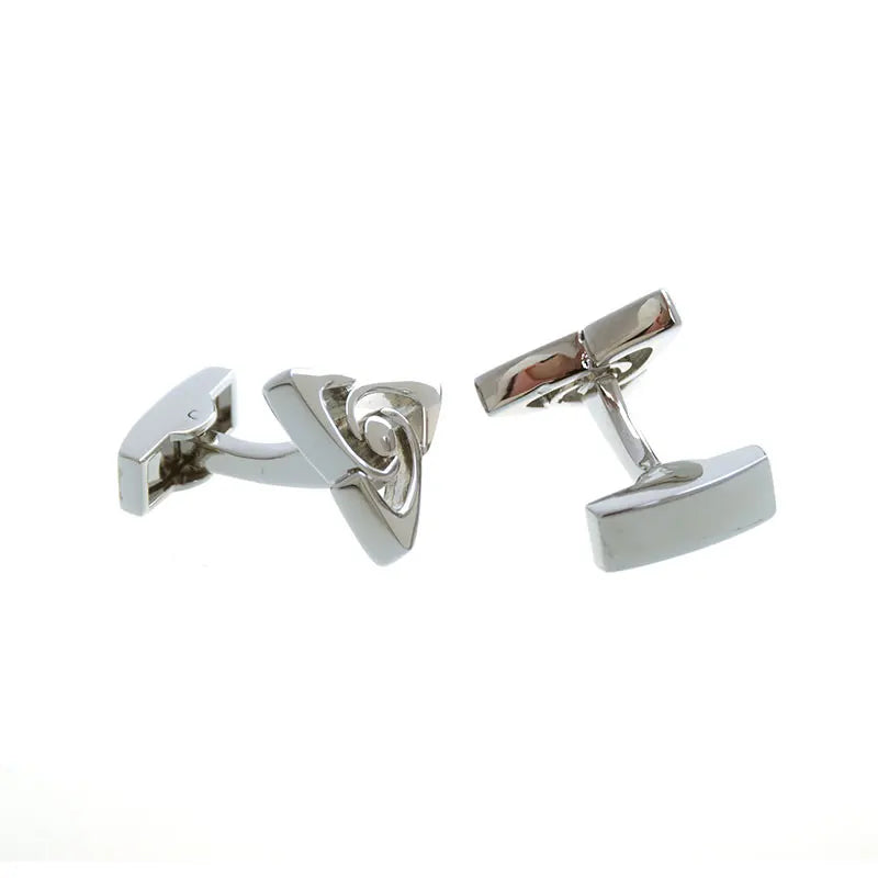 Triangular Knot Design Silver Finished Cufflinks