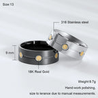 Men's 18K Gold Inlay Stainless Steel Band Ring