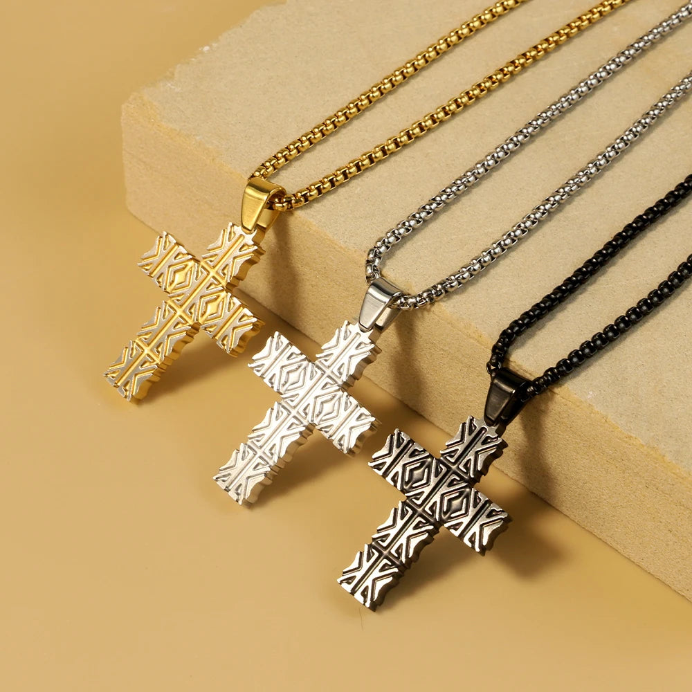 Silver-Tone Large Cross Necklace