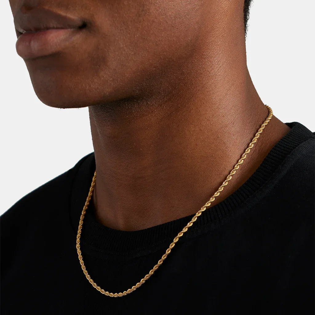 Gold & Silver Twisted Rope Chain Necklace Bracelet