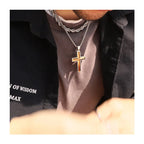 Men's Two-Tone Stainless Steel Cross Pendant Necklace