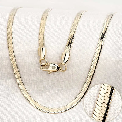 Wide Snake Chain Necklace in Gold or Steel