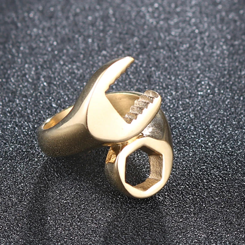 Gold Spanner Tool Ring