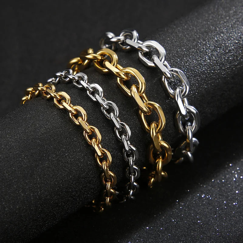 Oval Rolo Link Chain Necklace Bracelet Set