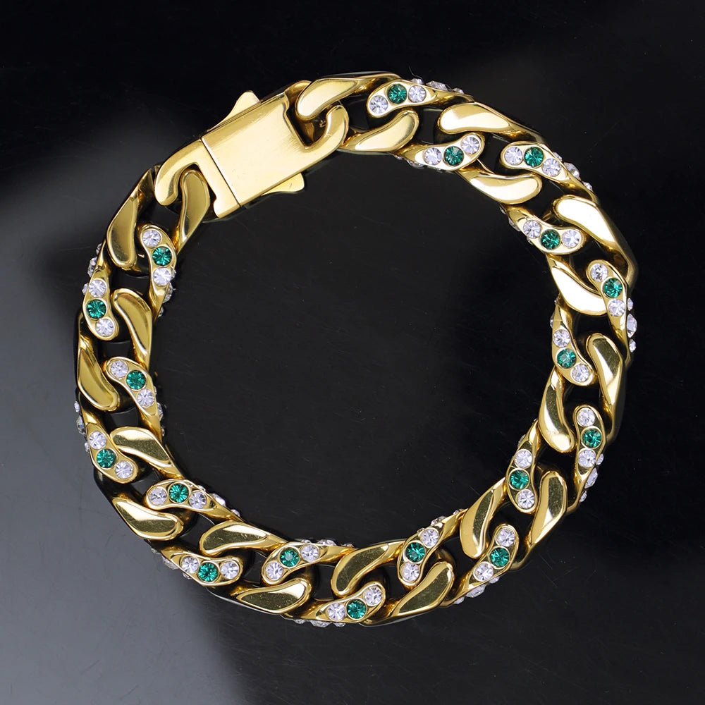 Chunky Gold Plated Iced Out Cuban Link Bracelets