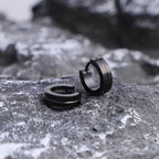 Men's Black Steel Hoop Stud Earrings
