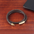 Men's Double Wrap Braided Leather Bracelet