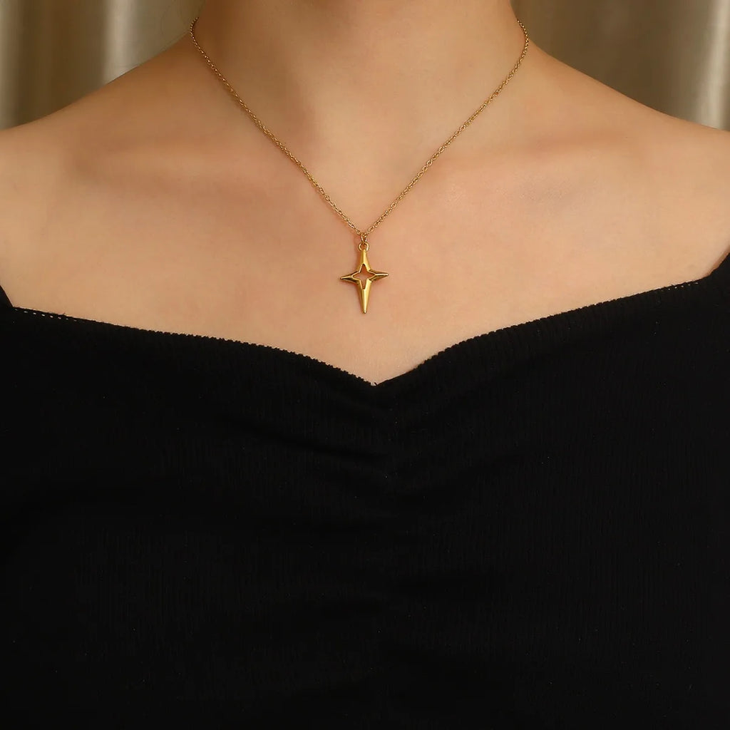 Gold Plated 316L Stainless Steel Star Pendant Necklace