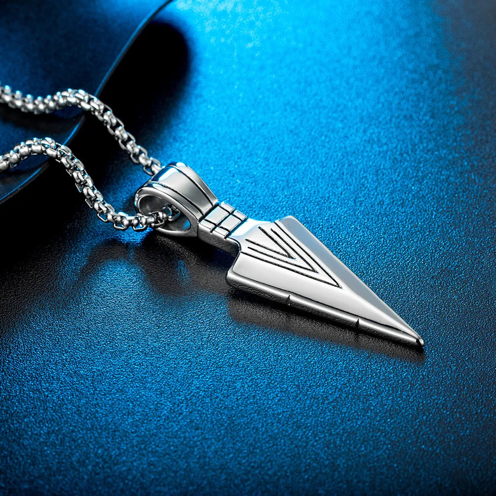 Men's Arrowhead Pendant Box Chain Necklace