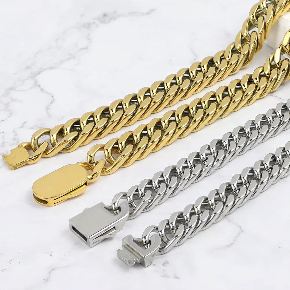 Men's Polished Cuban Link Gold Chain Necklace