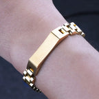 Gold Tone Stainless Steel Watch Band Bracelet Set
